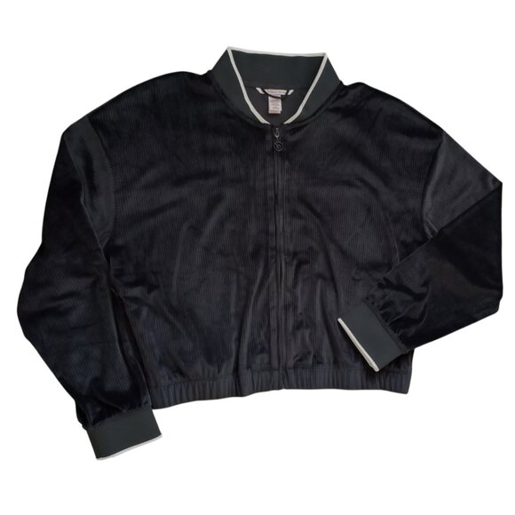 Victoria’s Secret Black Ribbed Velour Zip-Up Jacket – Size L - Picture 3 of 10